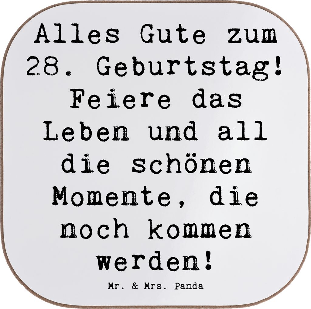 Mr. & Mrs. Panda Untersetzer für Gläser Spruch 28. Geburtstag - Weiß - Geschenk, Holzuntersetzer, Grußkarten, Tasse, Quadratisch, Glück, Gebur...