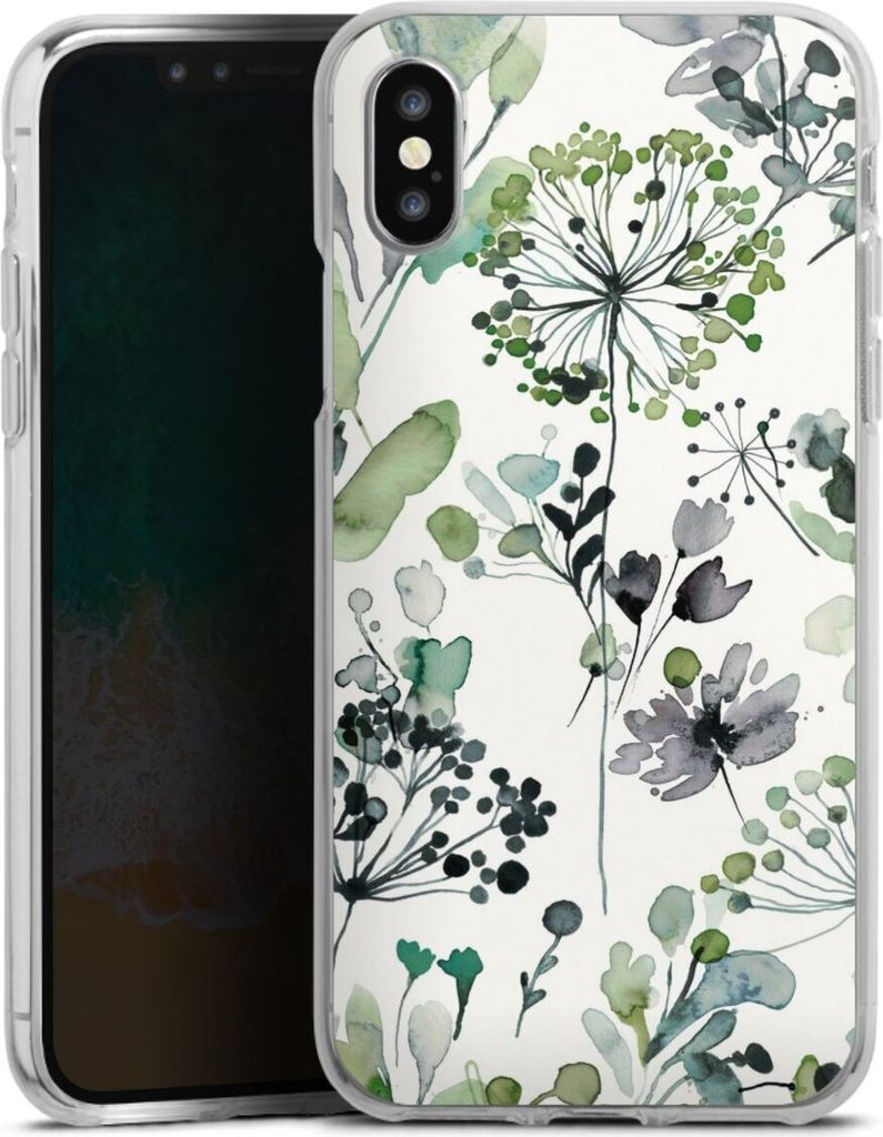DeinDesign Handyhülle für Apple iPhone X Silikon Hülle Case Smartphone Schutzhülle Blumen Wasserfarbe Eukalyptus