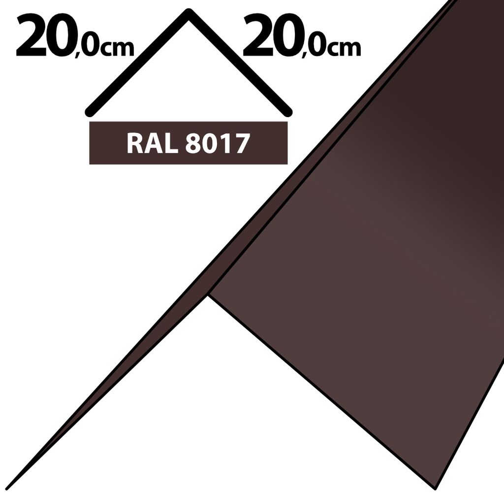 1m Winkelblech Kantblech Kante Blechwinkel pulverbeschichtetes 0,5mm Zuschnitt 40cm RAL-8017 Braun