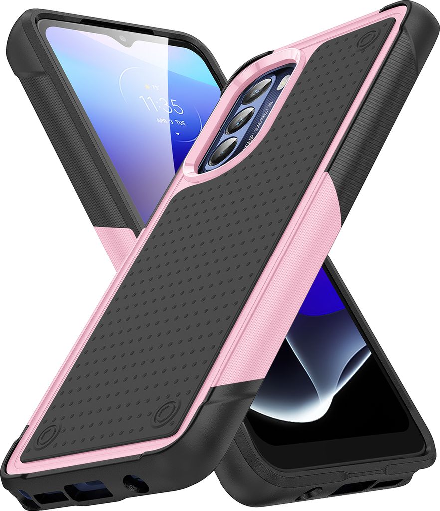 Für Motorola Moto G Stylus 4G (2022) Hülle Militärqualität Stoßfest Hybrid 2 in 1 Hart PC Weich TPU Handyhülle Pink Schwarz