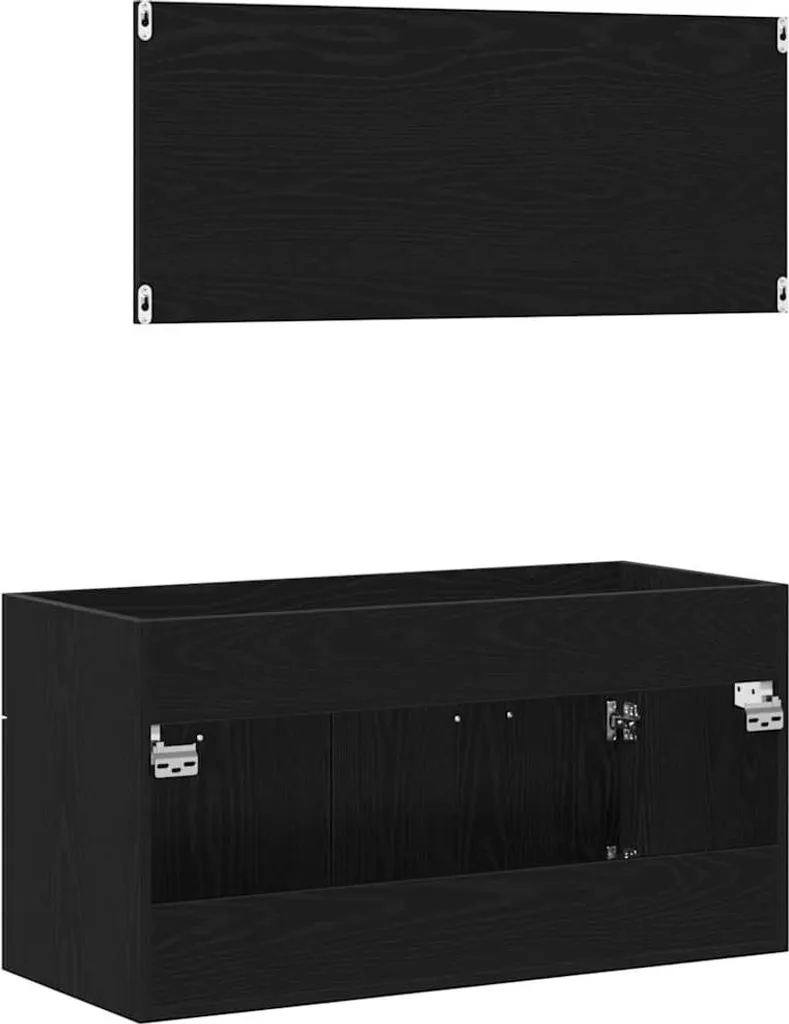 Arredo Bagno Rovere Nero 2 Pezzi: Mobile con Lavabo e Specchio - 8
