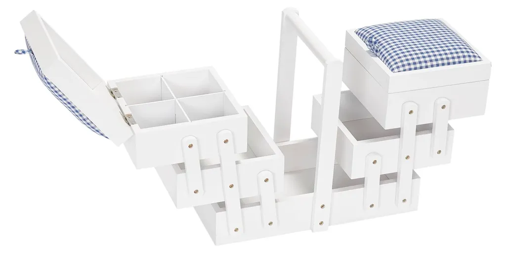 Boîte à couture en bois avec compartiments en tissu modulables - 3