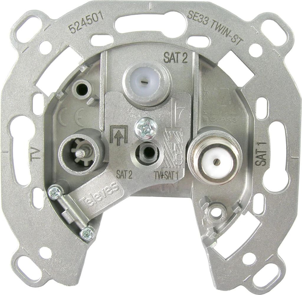 Televes 3-fach TWIN Einzel-/Stichleitungsdose, 5-2400 MHz, TV/RF+2xSAT, 1 Stk.