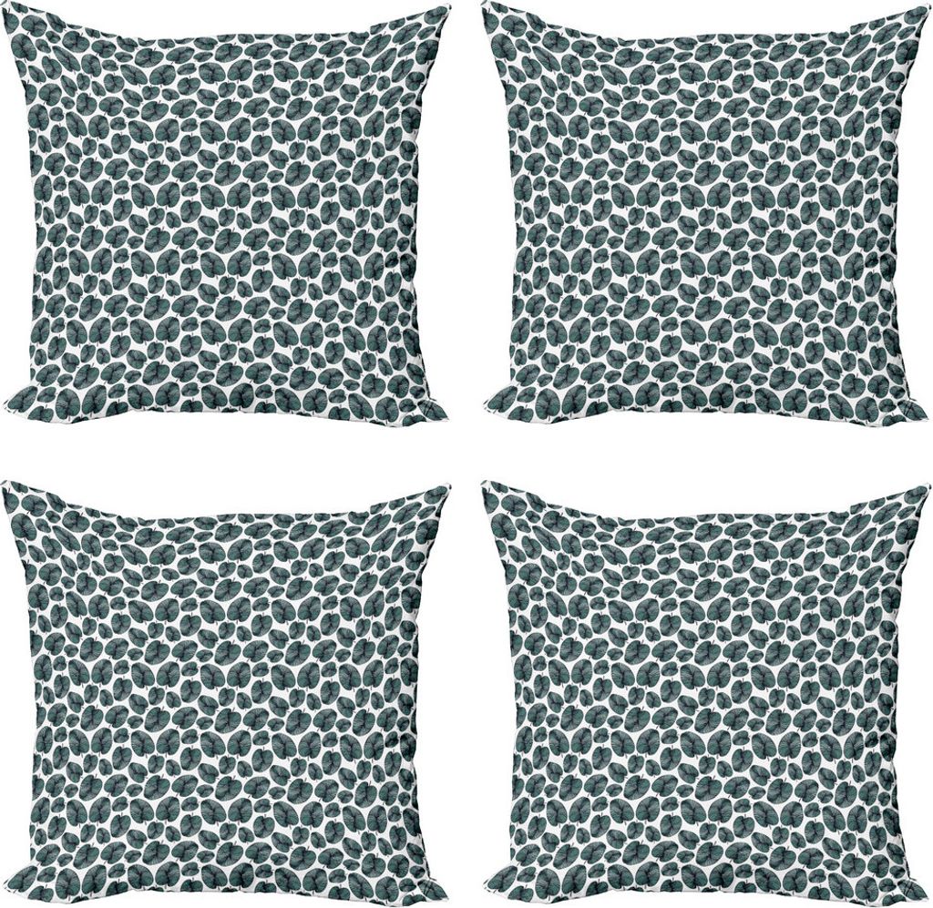ABAKUHAUS Tropisch Kissenbezug Set (4 Stück), Abstrakt Exotische Pflanzen, Moderner Doppelseitiger Digitaldruck, 45 cm x 45 cm, Mehrfarbig