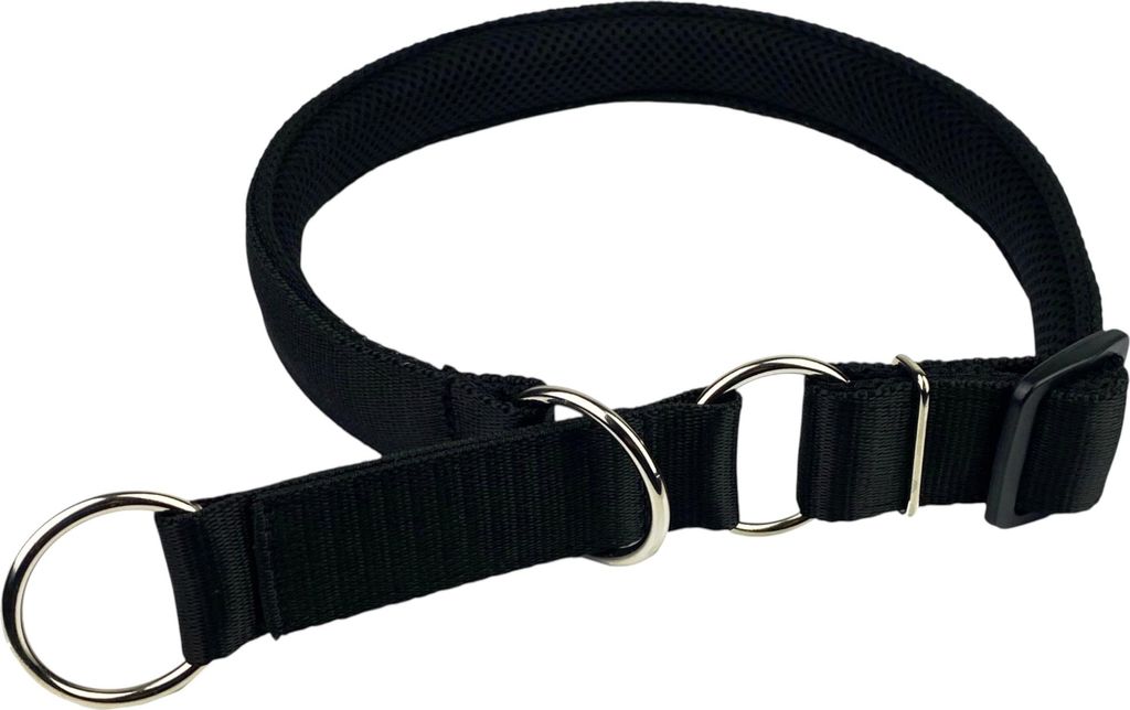 Hundehalsband Zugstopphalsband 16 mm Schwarz Anti-Zug-Halsband Verstellbar Gepolstert Weiches Nylon