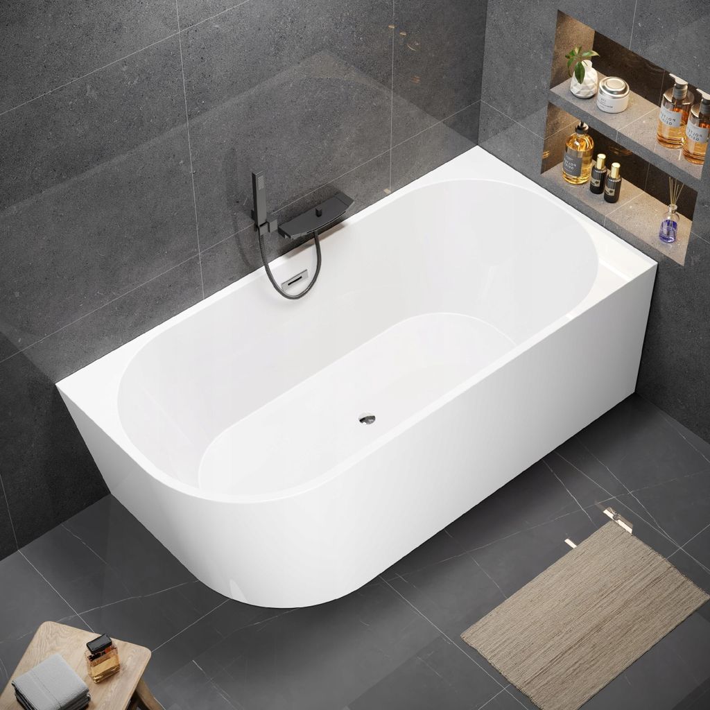 Corciano Vorwandbadewanne Pula Rechts 170x80 cm Weiß | Produktbild 