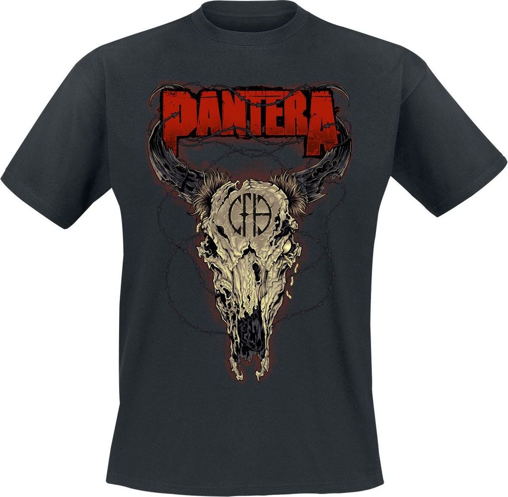 Pantera T-Shirt Herren Steer Skull schwarz Band-Merch, Bands 100% Baumwolle XXL