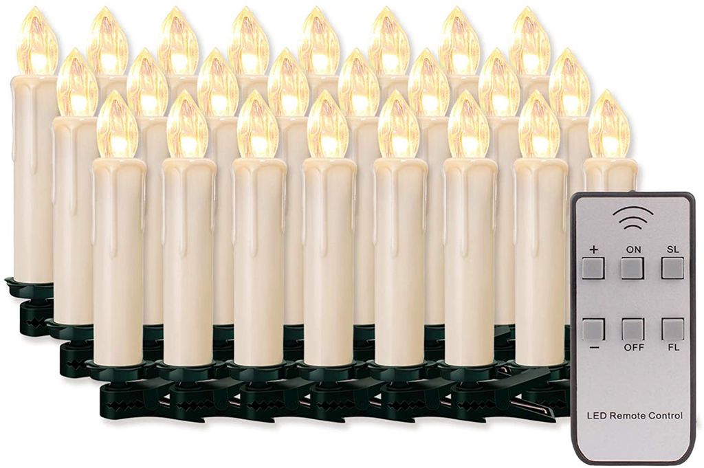 20 Stück LED Kerzen Mit Fernbedienung – Kabellos, Dimmbar, Timer, Warmweiß, Für Weihnachtsbaum & Deko