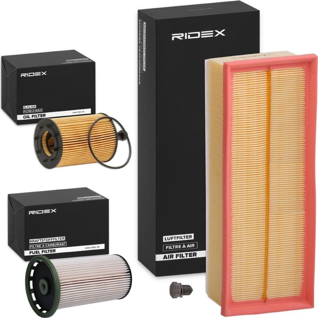 RIDEX Filterset Inspektionspaket Filtersatz für VW GOLF VI (5K1) GOLF PLUS (5M1, 521) Golf VI Variant (AJ5) CADDY IV Kasten (SAA, SAH)