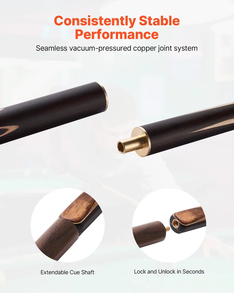 Queue de Billard Anti-Vibration avec Valise de Protection et Rallonge
