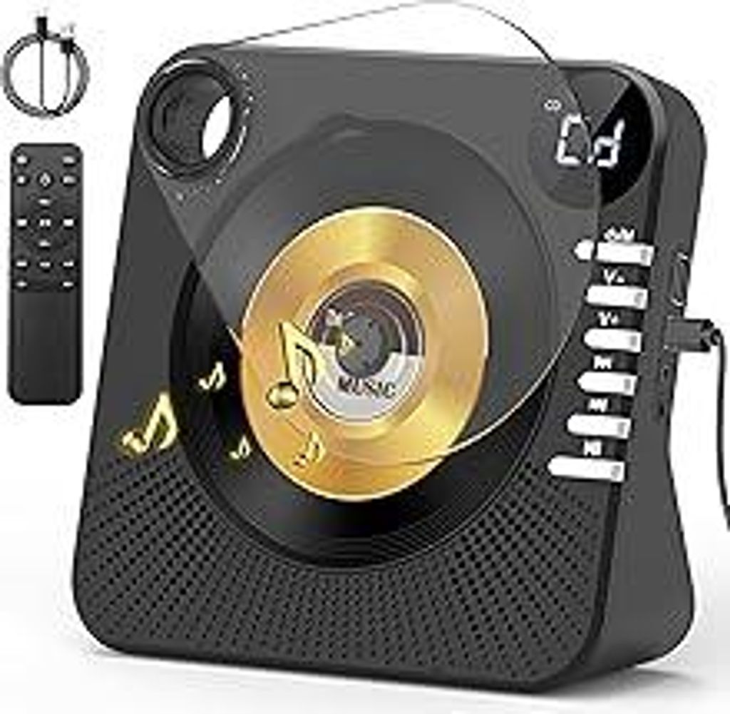 Greadio CD Player Tragbar mit Bluetooth 5.1, Kinder CD Spieler mit Lautsprecher, Fernbedienung, HiFi-Sound, Staubschutz, AUX/USB-Wiedergabe, Tragba...