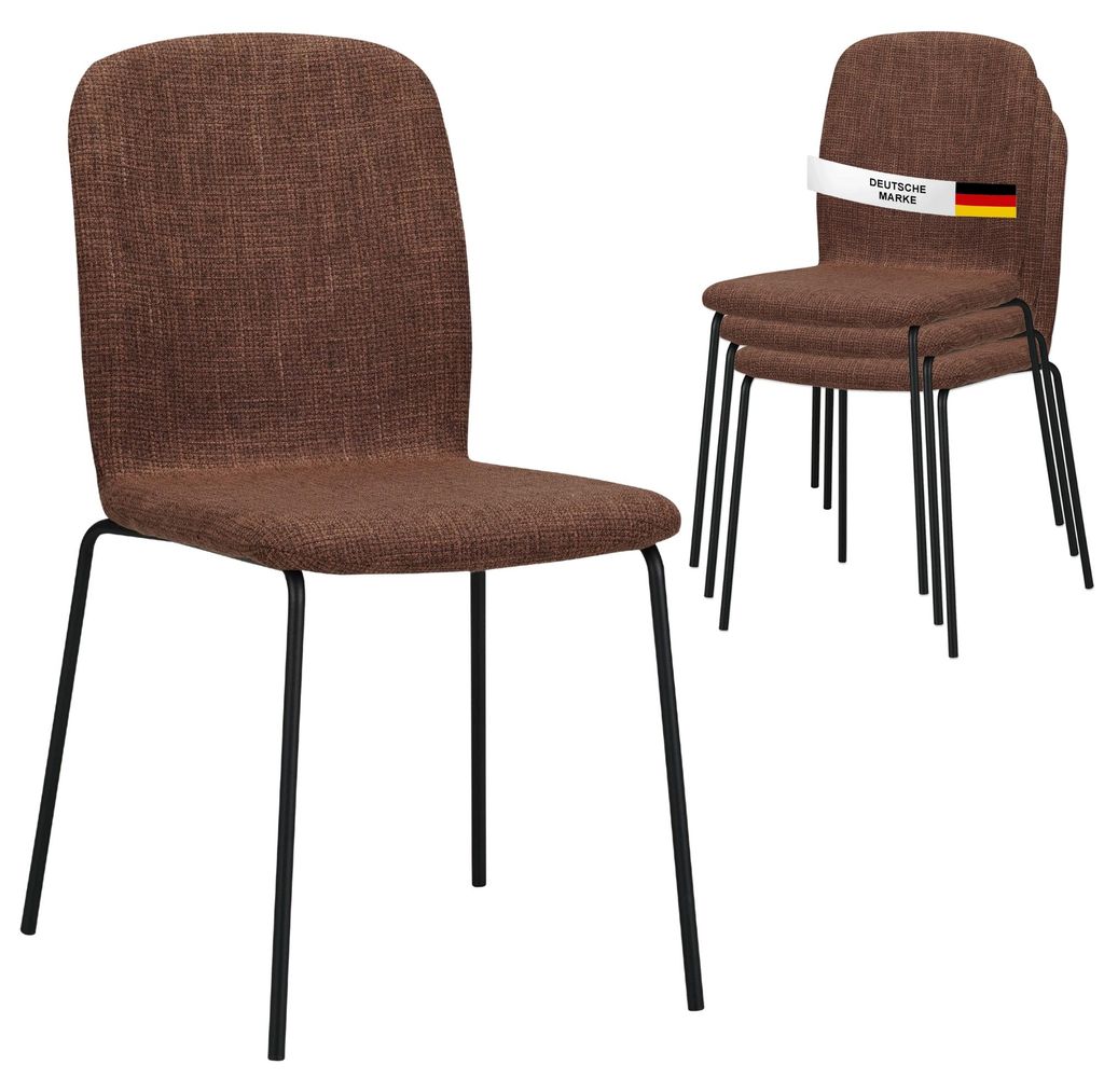 Albatros Esszimmerstühle 4er Set ENNA, braun - stapelbar, Produktbild 