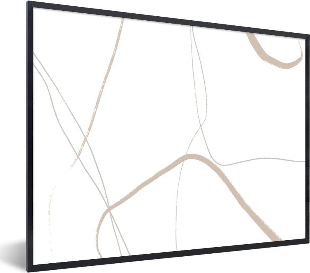 MuchoWow Gerahmtes Poster Abstrakt - Minimalismus - Linienkunst 80x60 cm - Poster mit Schwarzem Bilderrahmen Wandposter Rahmen Foto Bilder - Schw...
