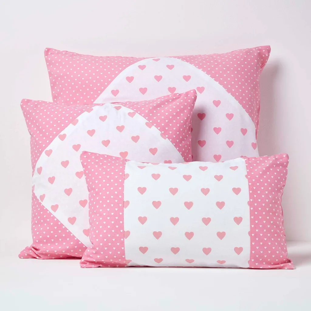 HOMESCAPES copricuscino decorativo in cotone, motivo: Cup Cakes e pois, rosa 30 x 30 cm