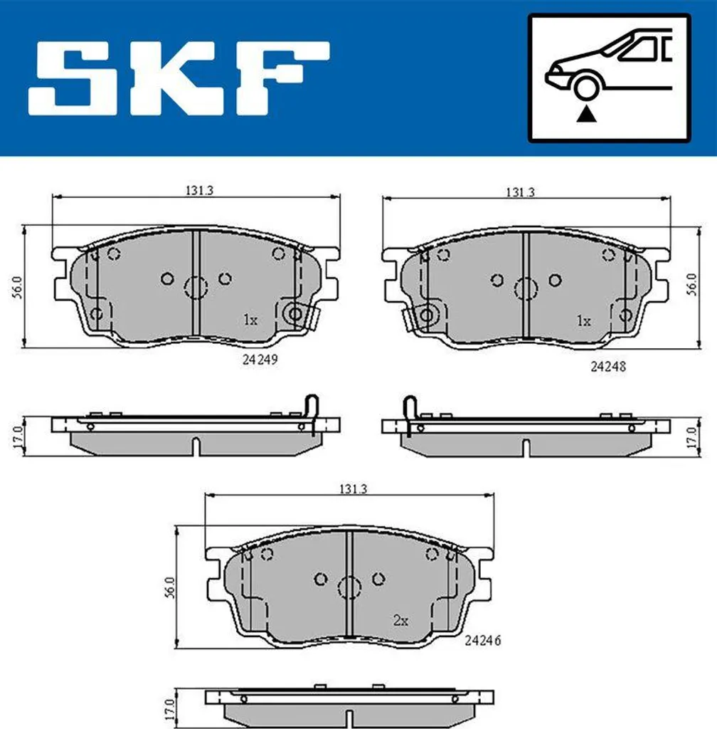 SKF VKBP 80619 A Jeu de plaquettes de frein à disque OE G2YD3323Z
