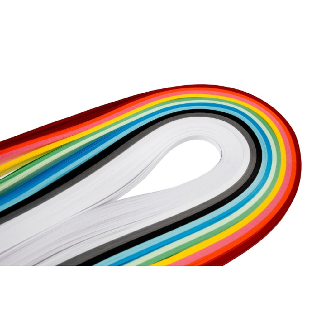 Quillingstreifen 1200 Stück in 11 Farben sortiert, 78 cm lang, 5 mm breit