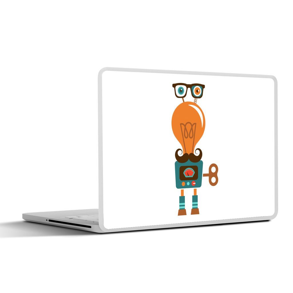 MuchoWow Laptop Aufkleber Sticker Cover Roboter - Brille - Schnauzbart - Kinder - Jungen 32.5x23.5 cm - Sticker für Laptop - Selbstklebend