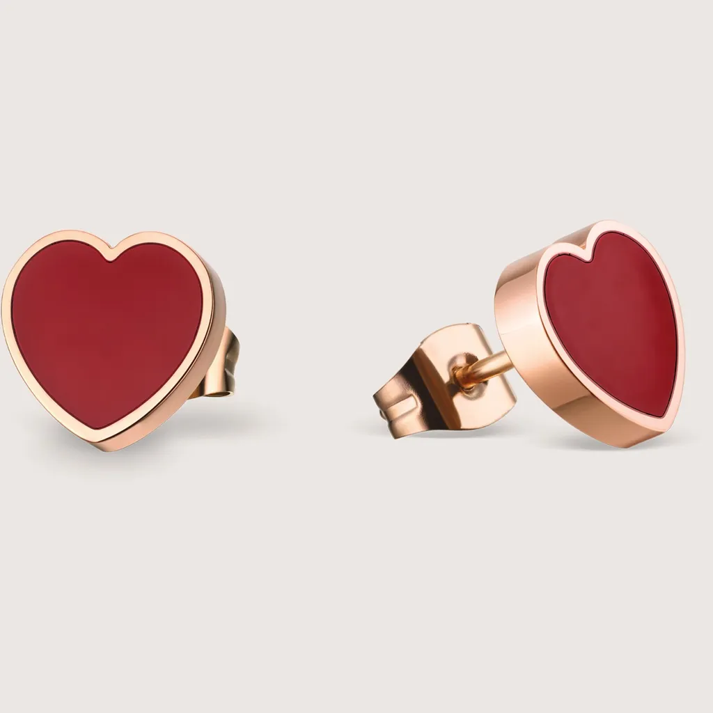 Boucles d'oreilles cœur Bering 715-37-05 en acier fin doré rose