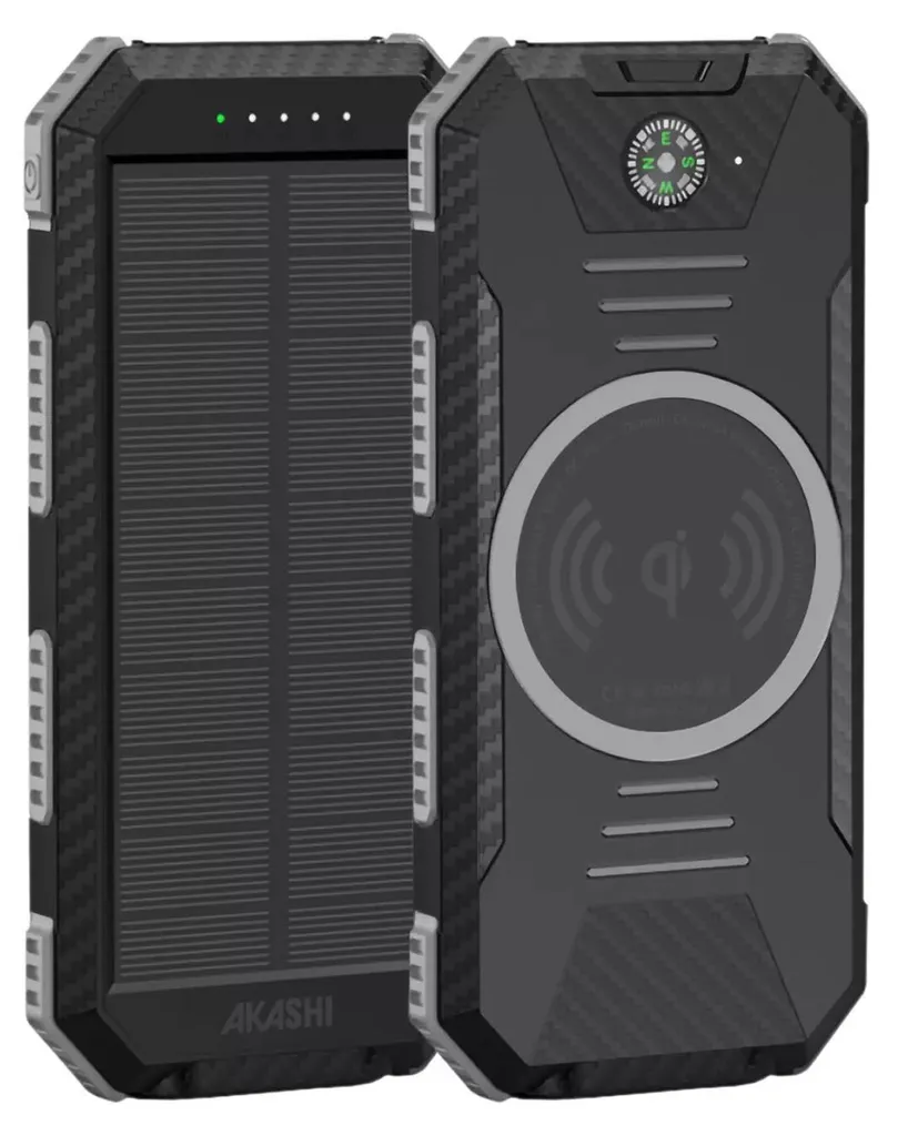 Batterie externe solaire Akashi 10000mAh étanche avec lampe torche