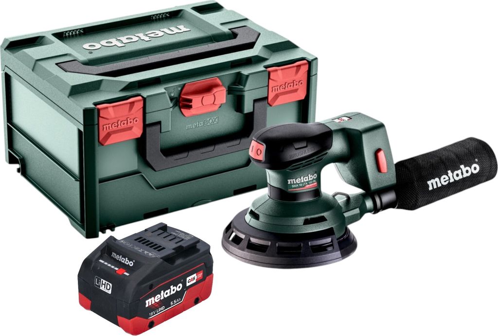 Metabo SXA 18 LTX 150 BL Akku Exzenterschleifer 18 V 150 mm Brushless + 1x LiHD Akku 5,5 Ah + metaBOX - ohne Ladegerät
