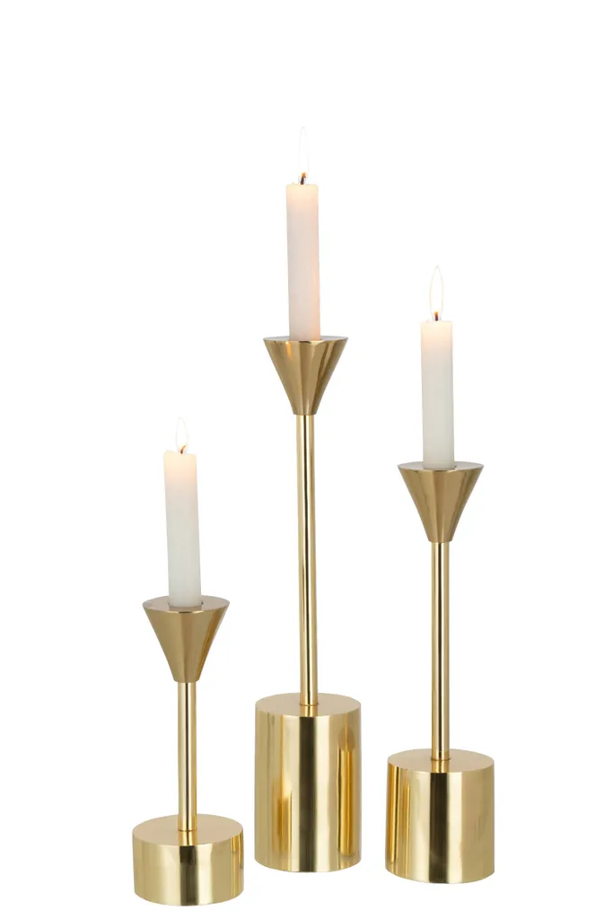 J-Line Set de 3 Chandeliers Emma en Aluminium Brillant Or Déco Chic