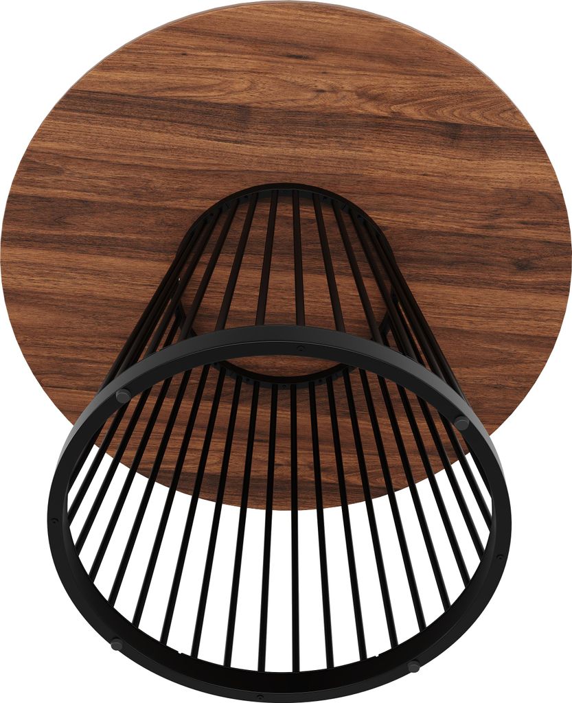 Runder Esstisch (80×80×76cm), Küchentisch,, Runder Kaffeetisch für 4,geeignet für Esszimmer, Wohnzimmer,Tischbeine aus Metall,MDF Walnussfarbe...