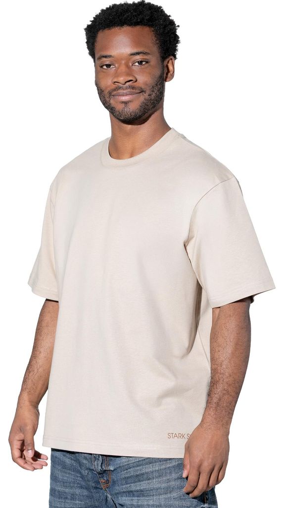 STARK SOUL Herren Oversize T-Shirt Heavy Weight, Baumwolle, Beige, Gr.: S