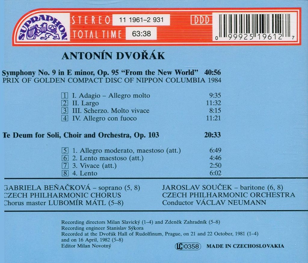 Neumann/TP/Benackova: Sinfonie 9/Te Deum