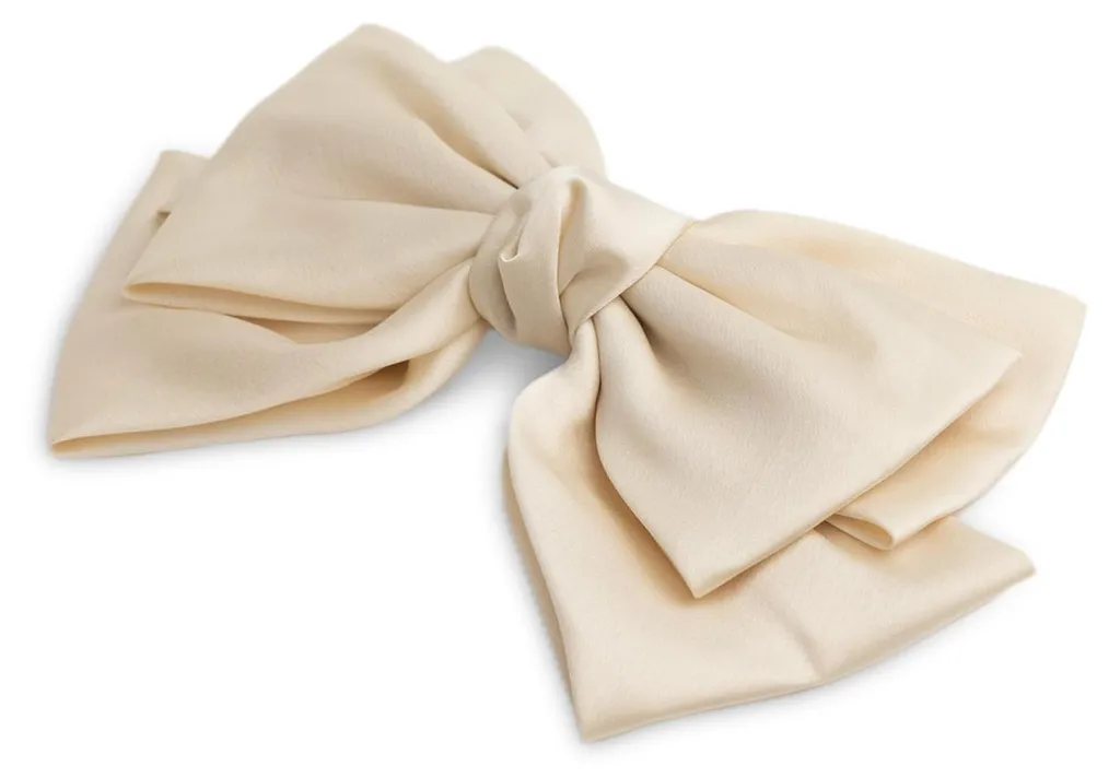 Grande barrette nœud satin blanc pour femme accessoires chic de tête