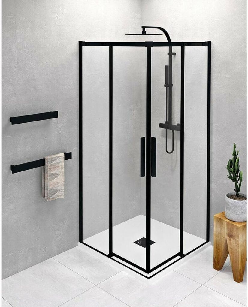 ALTIS LINE BLACK Eckige Duschkabine 900x900 mm, Eckeinstieg, Klarglas