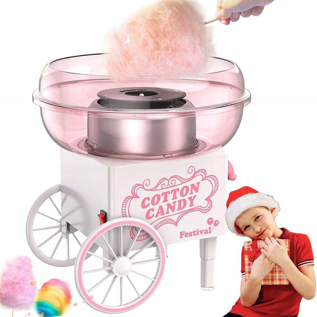 Zuckerwattemaschine, für Kinder mit Zuckerlöffel, einfach und sicher in der Anwendung, für Geburtstage, Zuhause, Partys und als Weihnachtsgeschenk