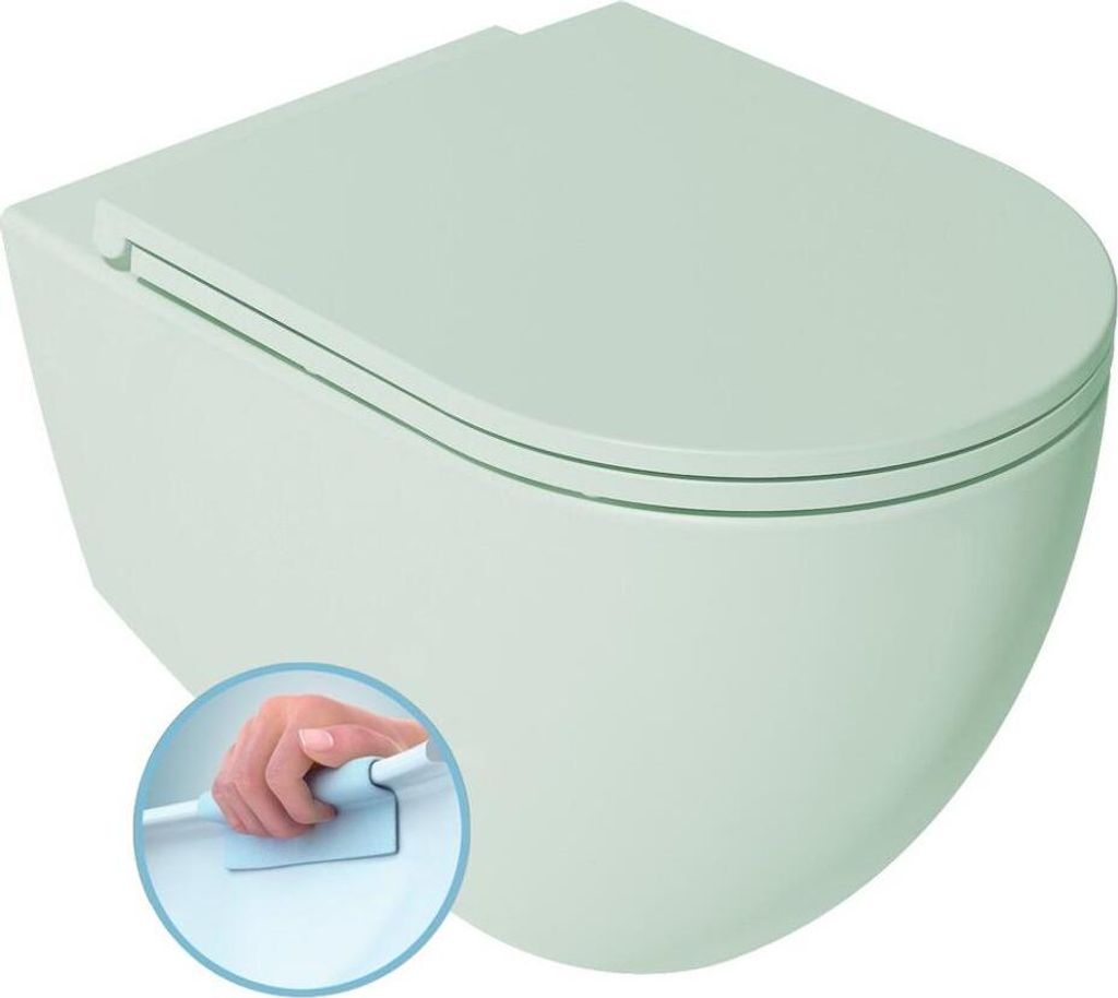 Isvea INFINITY Hänge-WC, Rimless, 36,5x53cm, grün Mint Produktbild 