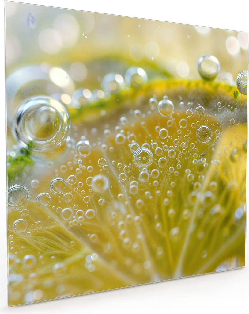 Küchenrückwand Spritzschutz Glas mit Motiv Zitronenscheibe 40 x 40 cm