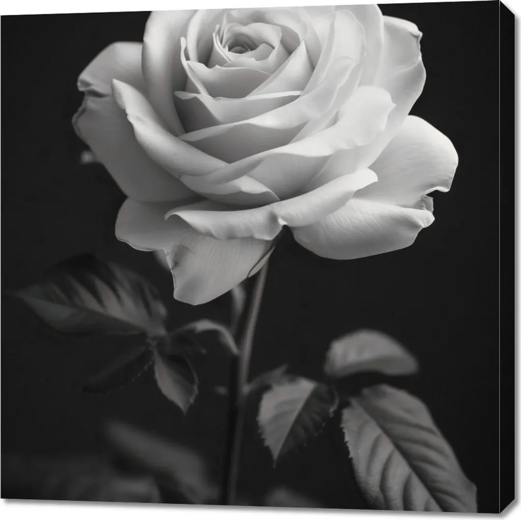 Tableau Végétal Feuilles de Rose 90x90 cm pour Salon et Chambre