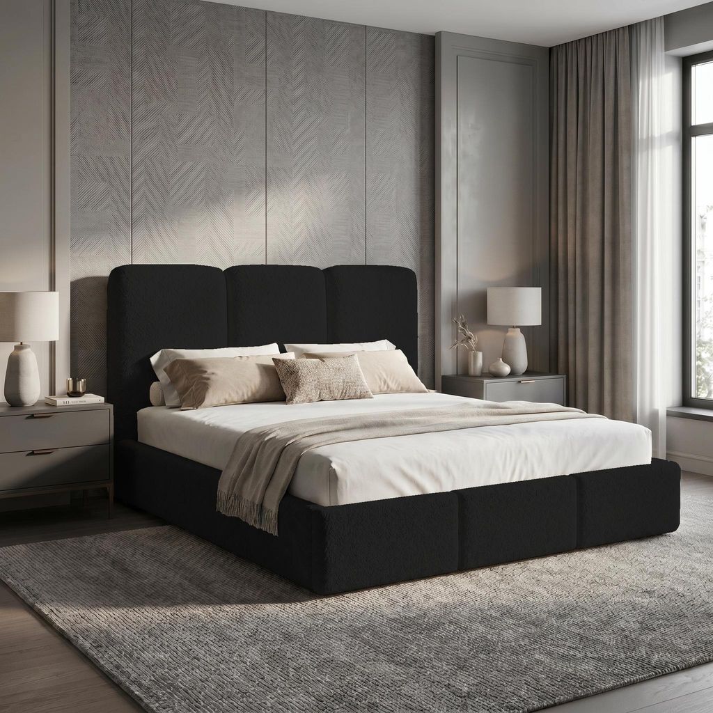 Łóżko tapicerowane 200x200 Elora boucle – łóżko z Zdjęcie produktu 