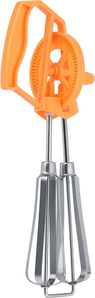 Eierquirl aus Edelstahl und Kunststoff mit Handkurbel, automatischer Rotation, kraftsparend, manueller Handmixer, orange