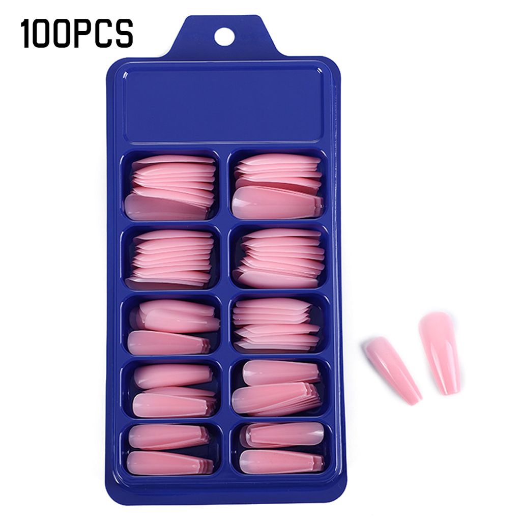 100tlg/Set Ballerina Künstliche Fingernägel Kunstnägel Nagel Nail Tips mit Box Farbe : Rosa,