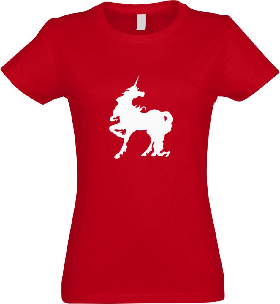 Kiwistar - T-Shirt tailliert - Damen - rot - Einhorn - mit Motiv Bedruckt - Funshirt Design - Sport - Freizeit - Damen - XL