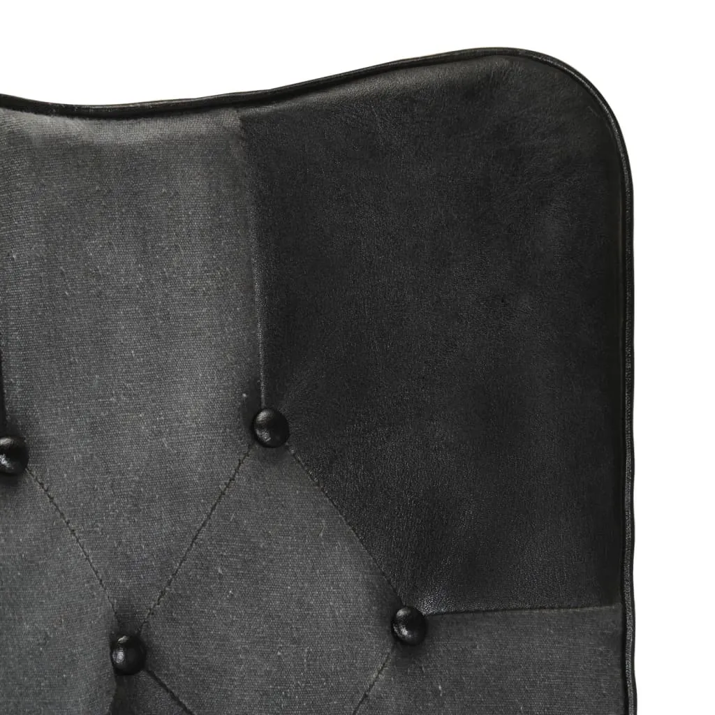 Fauteuil à oreilles en cuir véritable bicolore avec assise confort - 6