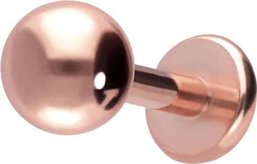 Ohrpiercing, Nasenpiercing Titan Labret RoséGold Stablänge: 5mm + Stabstärke: 1,2mm + Kugelgröße: 4mm