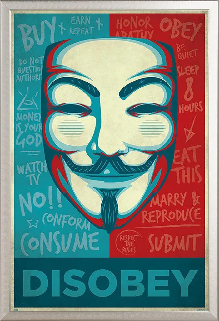 Poster Disobey avec cadre Shinsuke Maxi alu argent vitre acrylique