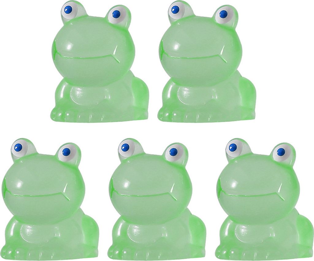 5 Stück Frosch-Ornamente, lebendiges Bild, Harz, Miniatur-Landschaftsornament, bunt, im Dunkeln leuchtender Frosch, für Zuhause