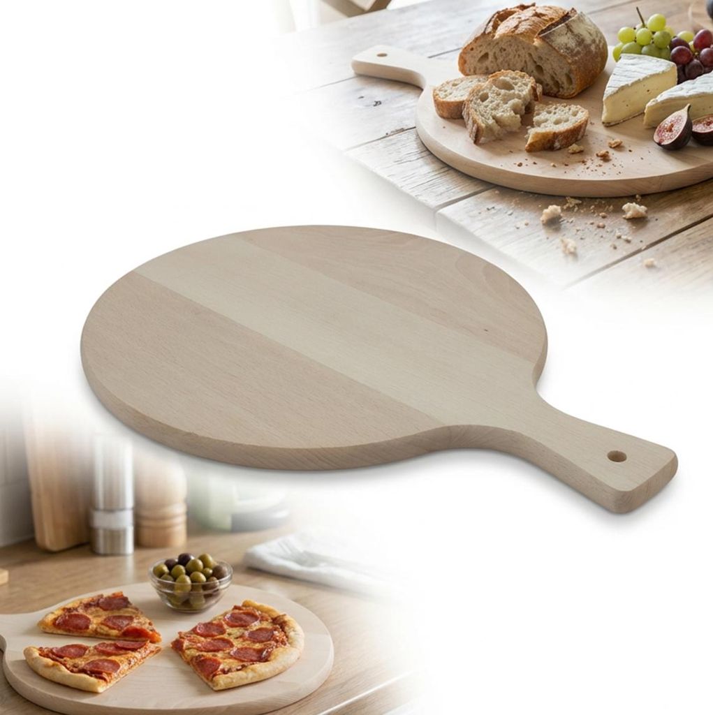 Krájacia doska okrúhla s rukoväťou 30 cm buk na krájanie Obrázok produktu 