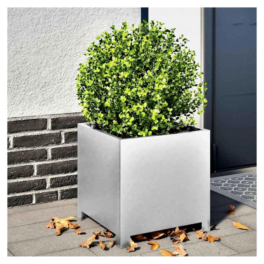 Blumenkasten, 40 x 40 x 40 cm, Edelstahl, Hochbeet für Garten, Pflanzgefäß für Blumen, Sukkulenten, Terrasse, Balkon