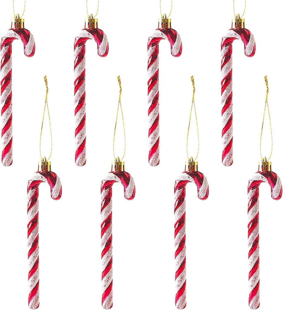 Glitzer Zuckerstangen Christbaumschmuck 8 Stück Rot Produktbild 