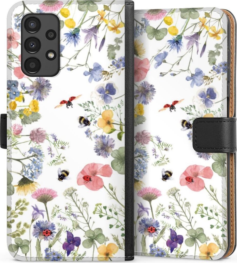 DeinDesign Klapphülle für Samsung Galaxy A13 4G Handytasche Lederhülle Tasche Biene Blumen Muster