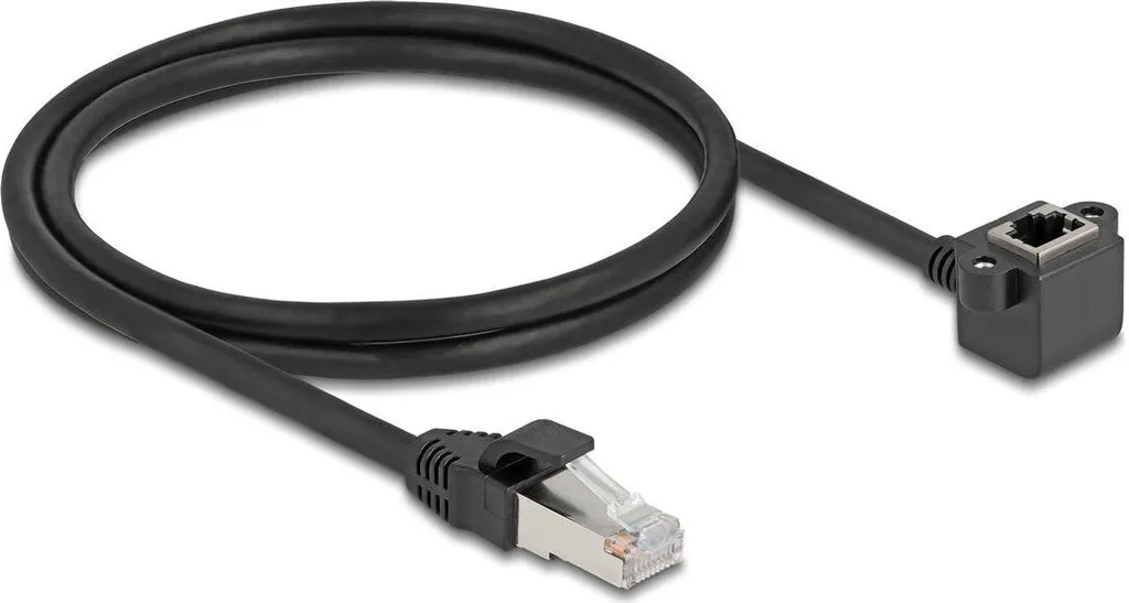 Delock Câble de Rallonge Réseau RJ45 Mâle vers Femelle Coudé Noir 1m