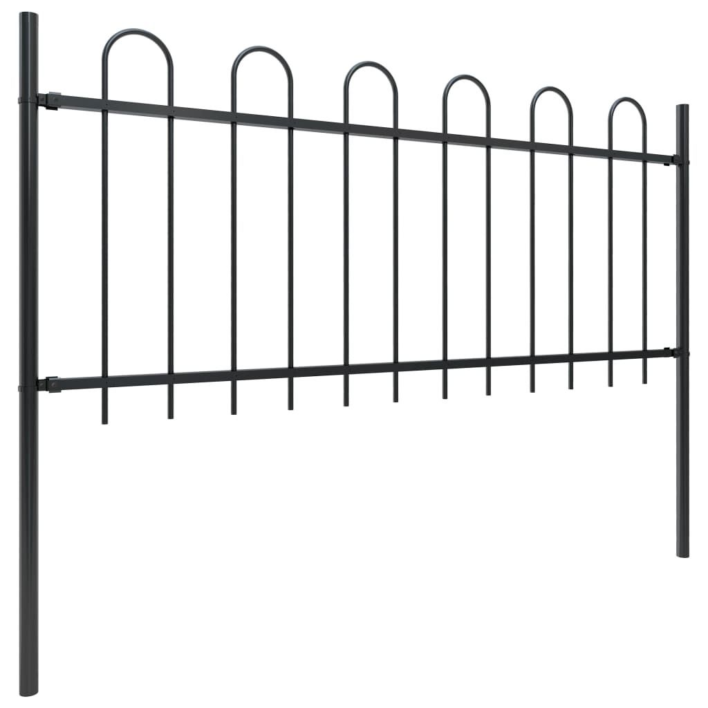 vidaXL Gartenzaun mit Rundbogen Stahl 1781,5 x 80 cm Schwarz