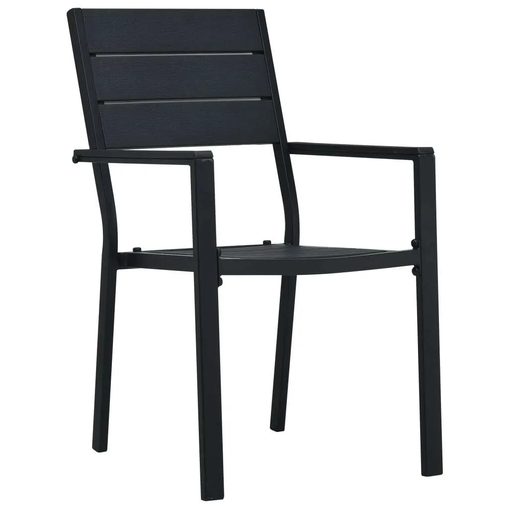 Chaises de jardin pour terrasse et balcon noir HDPE aspect bois 2pcs