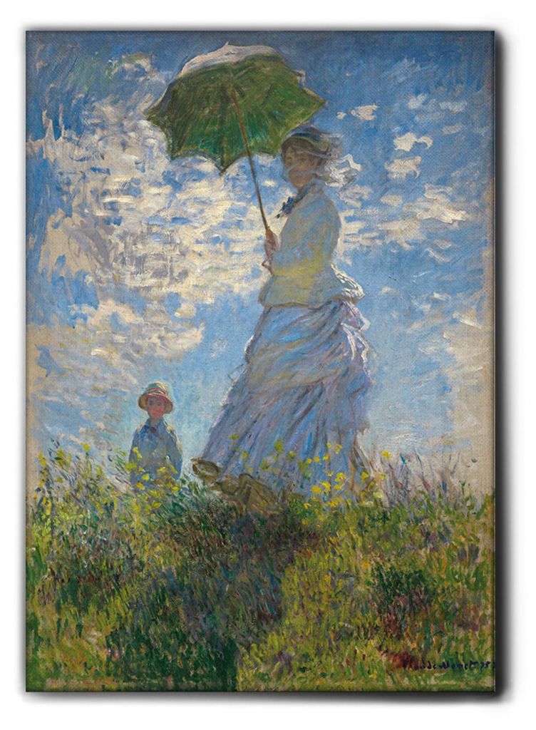 Giallobus - Frau mit Regenschirm - Claude Monet - 100L x 140B cm - Bild - Premium Loom Canvas mit hoher Dicke